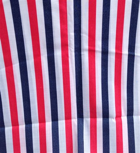 Vintage Red White And Blue Stripe Fabric 3 Yards