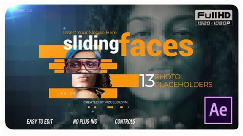 sliding faces slideshow after effects template youtube