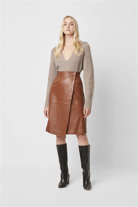 Brown Leather Skirt Leather Wraps Leather Skirts Pleated Maxi Skirt
