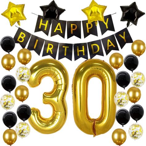Buy 30th Birthday Black And Gold Combo Decoration Party Supplies