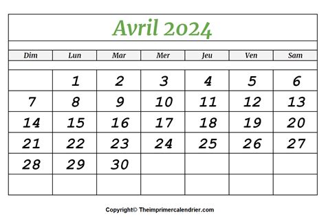 Calendrier 2024 Avril The Imprimer Calendrier