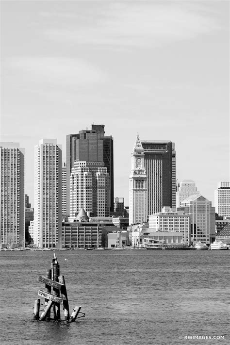 Framed Photo Print Of Boston Skyline Black And White Vertical Print