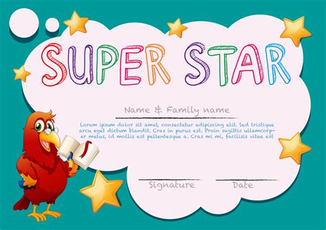 Certificate Template For Super Star Download Free Vectors Inside Star