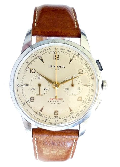 Lemania 105 Large 38mm Vintage Mens Chronograph Watch Cal 1275