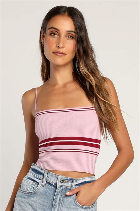 Lenore Mauve Pink Striped Ribbed Crop Top In 2023 Ribbed Striped Crop Top Ribbed Crop Top