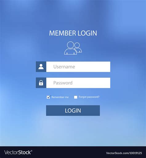 Login Web Screen With Blue Design Template Vector Image
