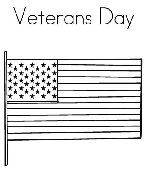 Bandera de Estados Unidos del Día de los Veteranos para colorear imprimir e dibujar