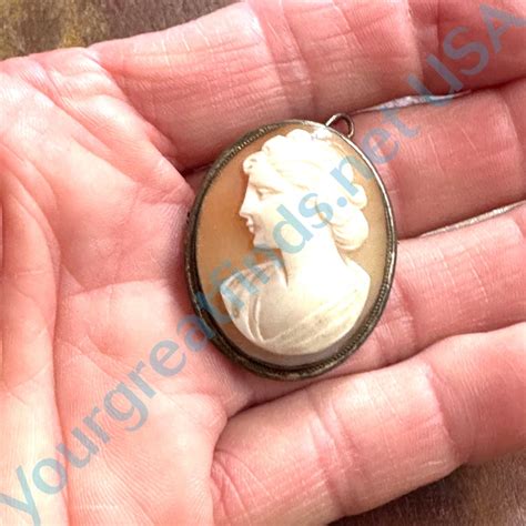 Vintage Italian Carved Shell Cameo Pin Pendant Yourgreatfinds