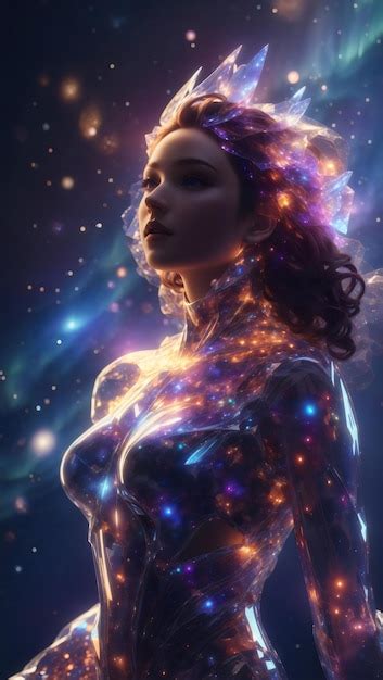 Premium Ai Image A Transparent Woman Made Of Star Clusters
