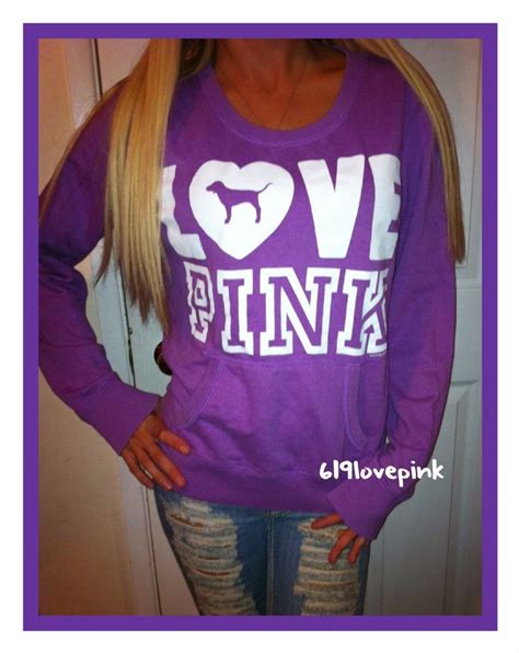 Victorias Secret Love Pinkl Purple Crew Pullover
