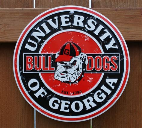 University Of Georgia Bulldogs Metal Round Sign Ncaa