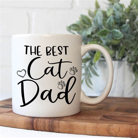 Cat Dad Coffee Mug Personalised Fathers Day T By Fire And Wolf