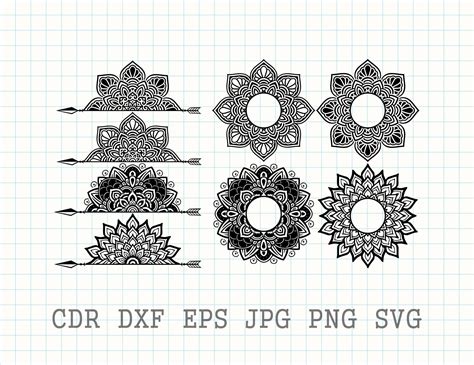 Half Mandala Vector Svg File Instant Download Mandala Etsy