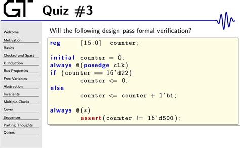 Want to assign articles in newsela? Quiz #3: Will formal verification prove this counter keeps ...