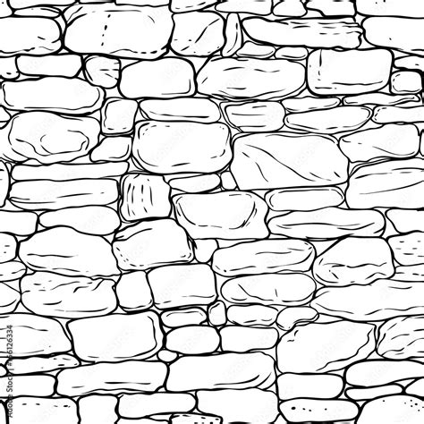 Vector Hand Drawn Texture Of Brick Wall Or Sett Paving Seamless