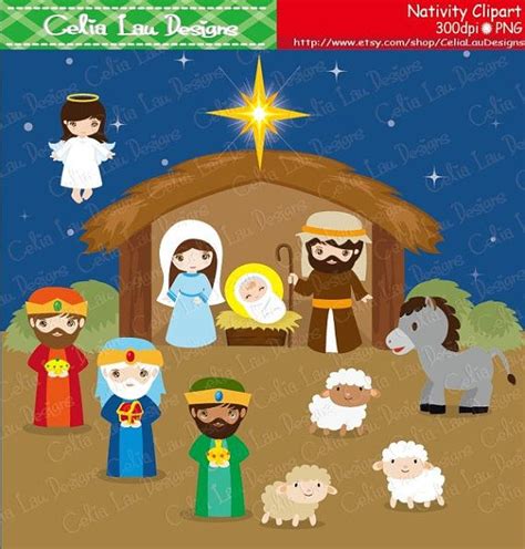 Nativity Birth Of Jesus Clipart Christmas Clipart Etsy Christmas