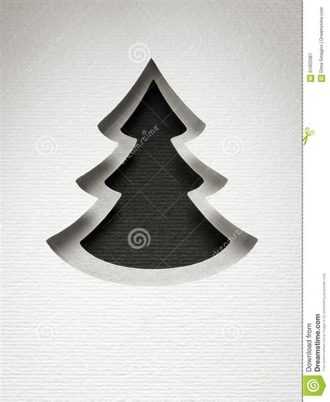 Christmas Tree Paper Cutting Design Vintage Monochrome Card Stock Image