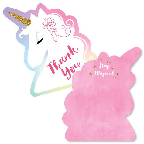 Rainbow Unicorn Shaped Thank You Cards Magical Unicorn Baby Shower