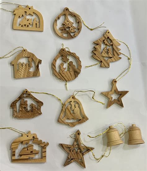 Olive Wood Christmas Ornaments In A Box Three Arches 2