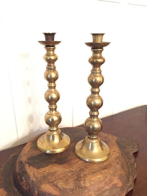 Vintage Pair Of Solid Brass 16 Tall Candlestick By Emporium314 Tall