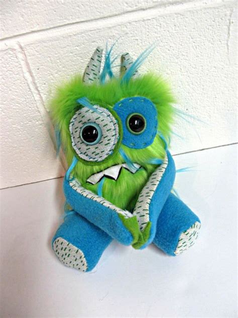 Nervous Monster Plush Handmade Grumpy Monster Lime Green And Etsy