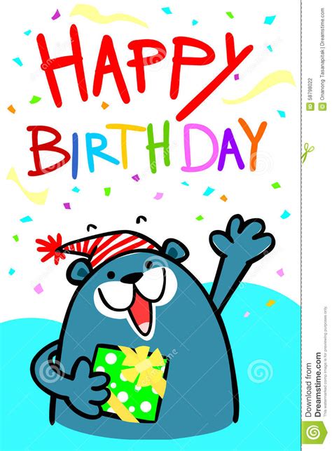 Happy Birthday Bear Card Illustration Stock Vector Image