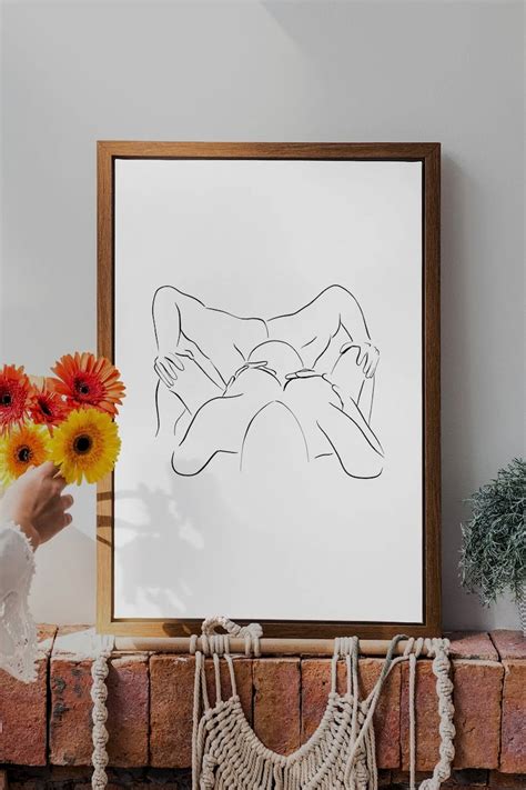 Erotic Nudity Sensual Wall Art Nude Line Drawing Sexy Gift Etsy