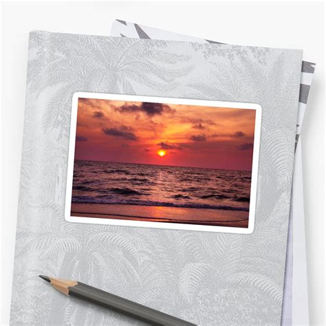 Tropical Sunset Beach Sticker By Daphsam Redbubble