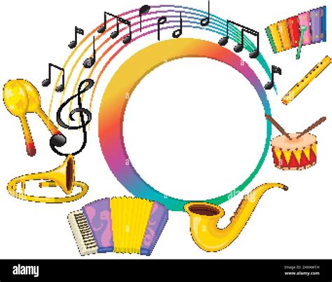 Banner Music Instrument With Music Notes On White Background