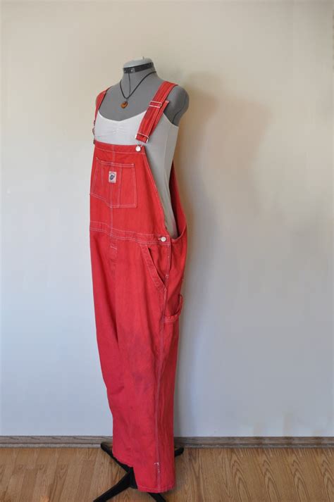 Red Bib Overalls Hand Dyed Red Squeeze Jeans By Davidsonstudio