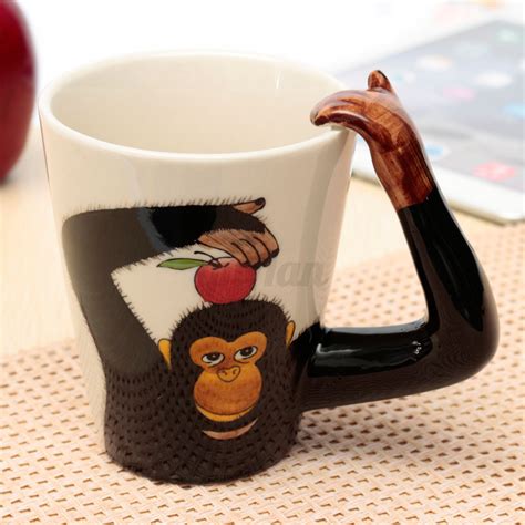 Cute 3d Hand Painted Animal Design Ceramic Tea Coffee Water Mug Cup