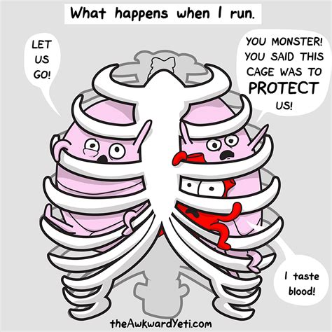 Sometimes when i run too fast, my heart (im not sure if its really my heart, its the left of my chest) hurts, its kind of like the pulling kind of hurt, iin? The Awkward Yeti