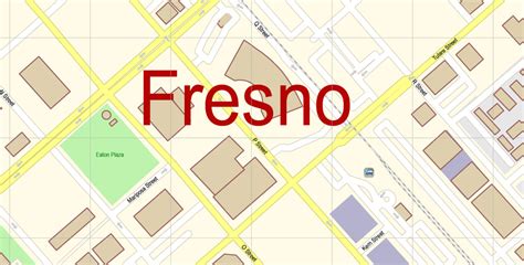 Fresno California Us Map Vector Exact City Plan High Detailed Street