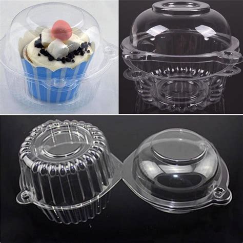 100200pcs Plastic Single Individual Cupcake Containersclear Dome Box