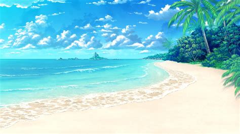 Anime Tropical Beach Scenery Wallpaper 2048x1152 Id53437