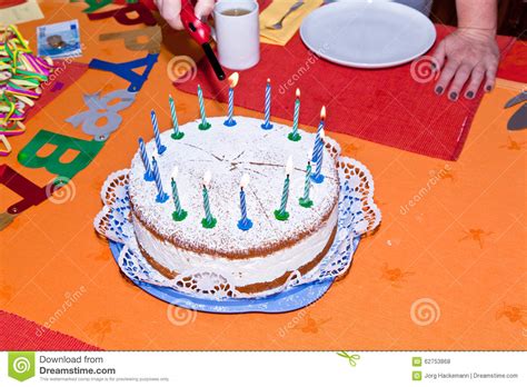 Birthday Cake At The Table Stock Photo Image Of Home 62753868