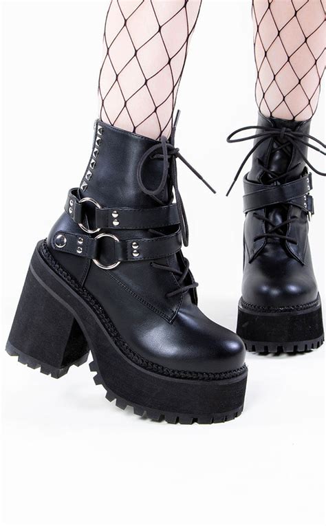 demonia assault 101 black combat boots gothic alt shoes australia