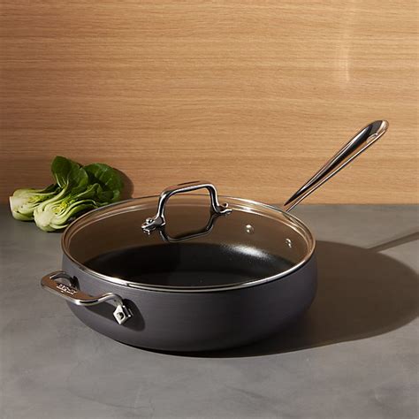 All Clad Ha Hard Anodized Non Stick Qt Saut Pan With Lid Crate And Barrel