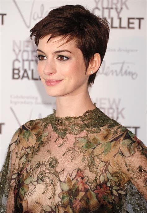 Anne Hathaway Thick Hair Styles Pixie Haircut For Thick Hair