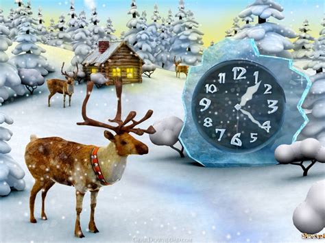 Deer Christmas Clock Screensaver 11 Free Download