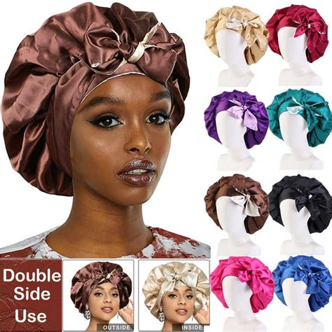 Satin Bonnet Silk Sleep Cap Non Slip Hair Wrap For Women Night Cap For Long Curly Hair With