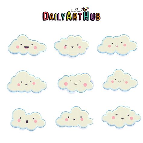White Fluffy Clouds Clip Art Set Daily Art Hub Graphics Alphabets