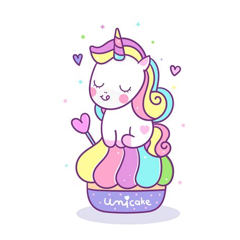 Fantasy, unicorn, rainbow, horn, mythical creature, pink animals. Cute Unicorn cartoon on sweet cupcake doodle - Download ...