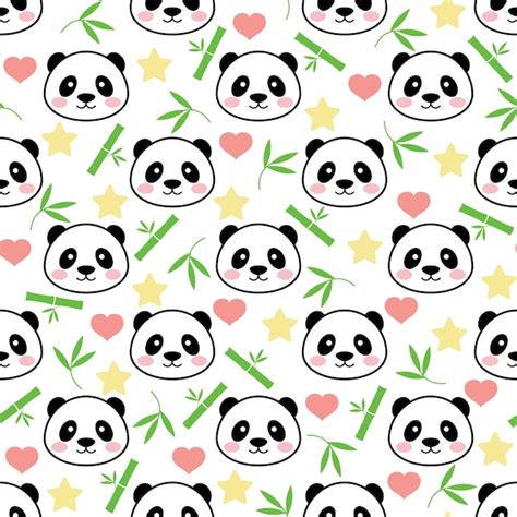 Premium Vector Seamless Cute Panda Vector Pattern Background