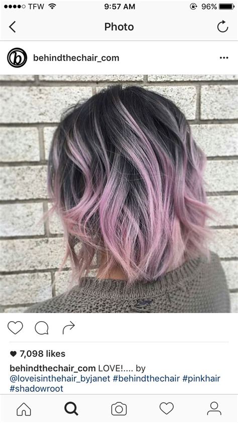 Caucasians seem to go grey earlier and some. dark grey roots with purple tips | Short hair color, Hair ...