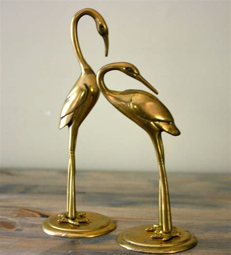 Reserved For Kimchapman Vintage Pair Of Brass Flamingos Etsy