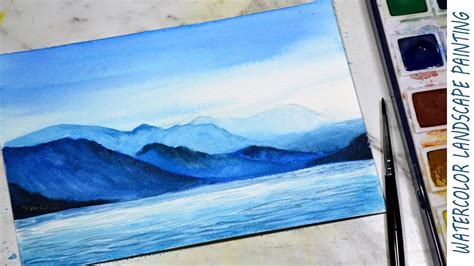 Monochrome Mountain Landscape Watercolor Painting Demonstration