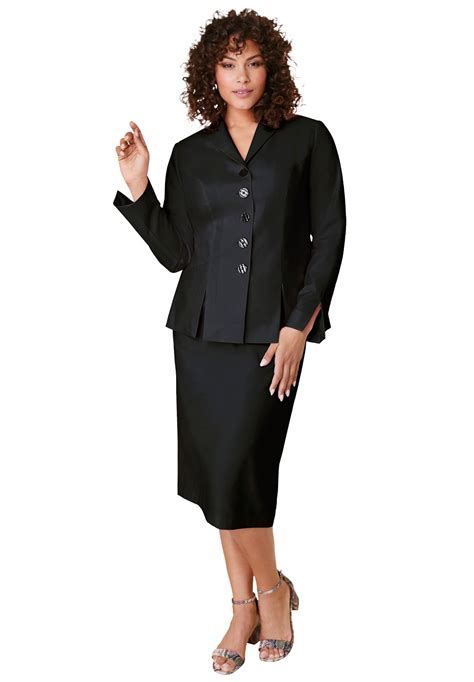 Roamans Womens Plus Size Two Piece Skirt Suit With Shawl Collar