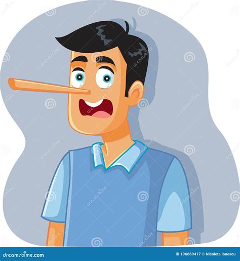 Liar Man With Long Nose Vector Cartoon Stock Vector Illustration Of