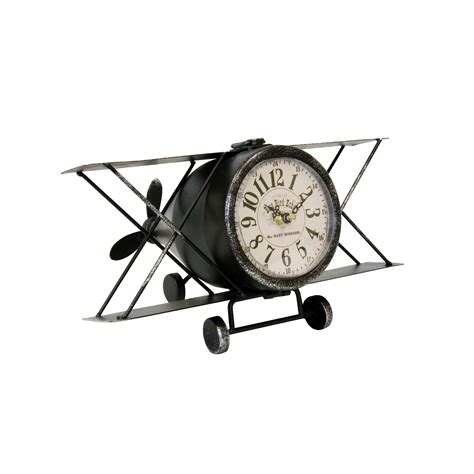 Classic Airplane Metal Table Clock Black Boxman